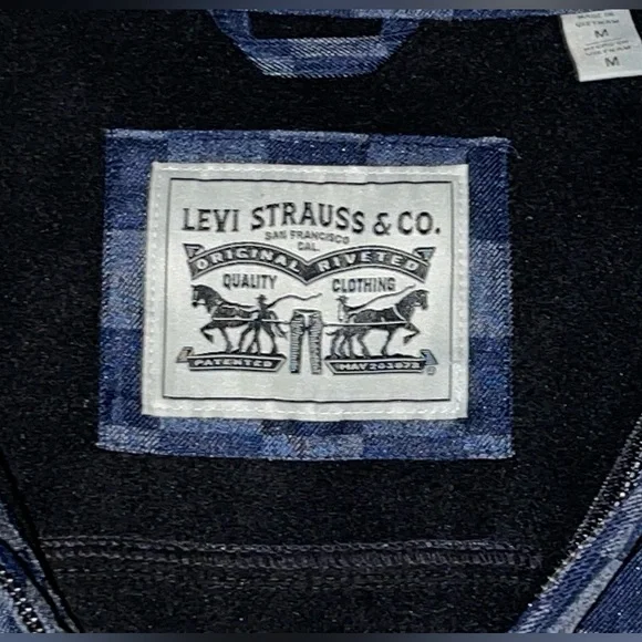 Levi’s Strauss ‘signature vintage’ Grid Technical Trucker Jacket size Medium - Picture 2 of 3